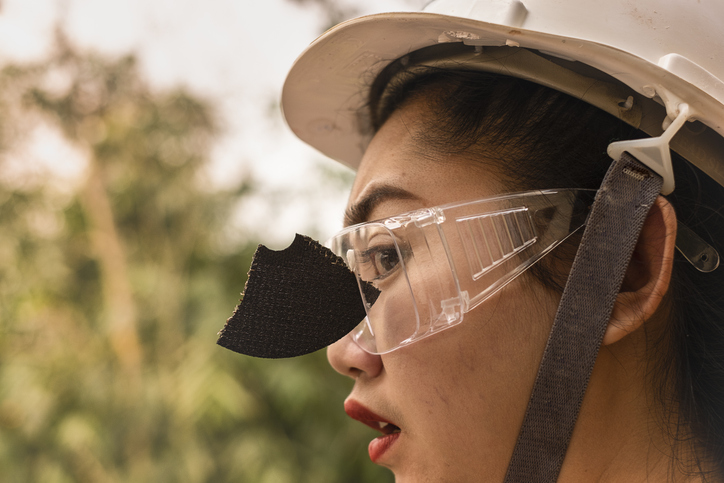 Wear safety glasses saved this engineer women is eye while work because plug in cutting discs broken, Safety first